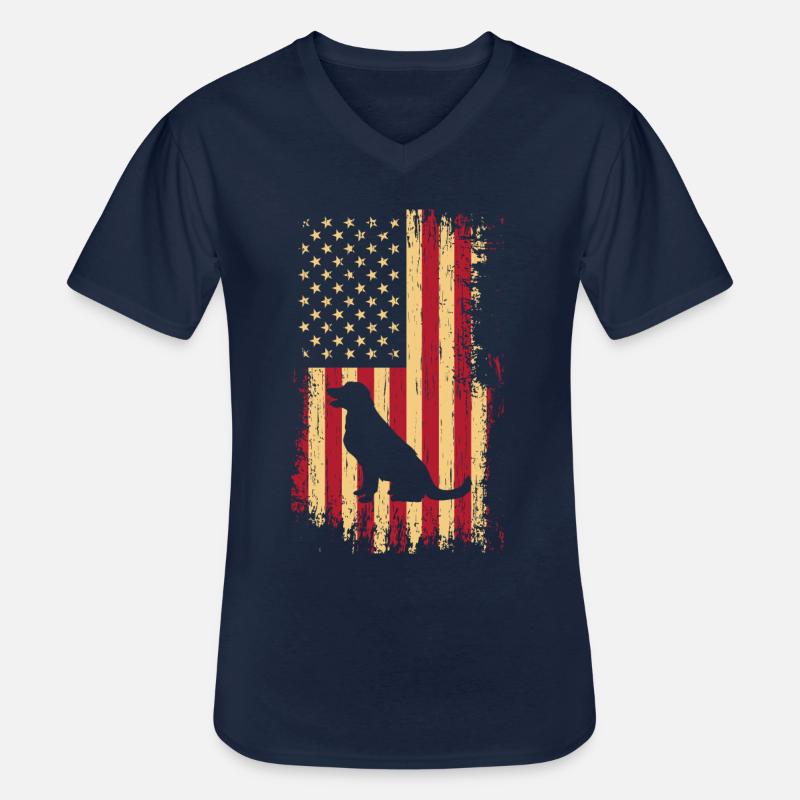 Labrador USA Flagge - Männer-T-Shirt mit V-Ausschnitt - Navy