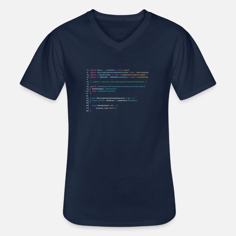 Code des programmeurs dans React - T-shirt col V Homme - marine