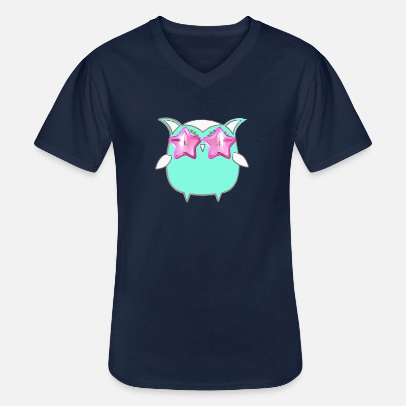 Eule, Comic,mint,Sonnenbrllle, sterne,sommer - Männer-T-Shirt mit V-Ausschnitt - Navy