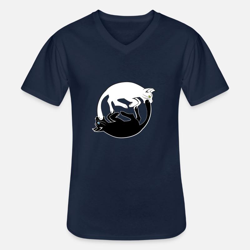psychedelisch Katzen - Männer-T-Shirt mit V-Ausschnitt - Navy