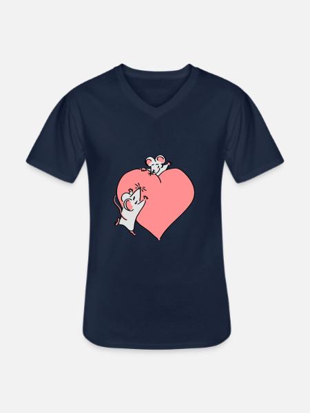 großes Herz - Männer-T-Shirt mit V-Ausschnitt - Navy