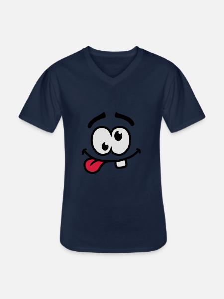 Crazy Smiley Face - Männer-T-Shirt mit V-Ausschnitt - Navy