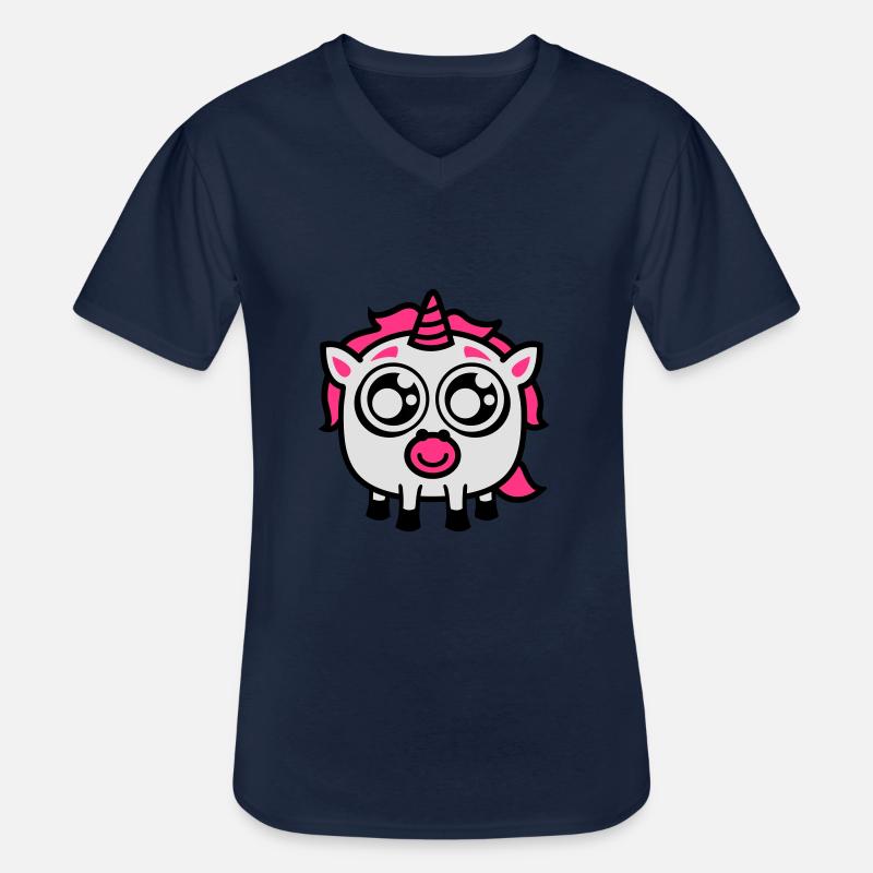 Glupschi Einhorn - Männer-T-Shirt mit V-Ausschnitt - Navy