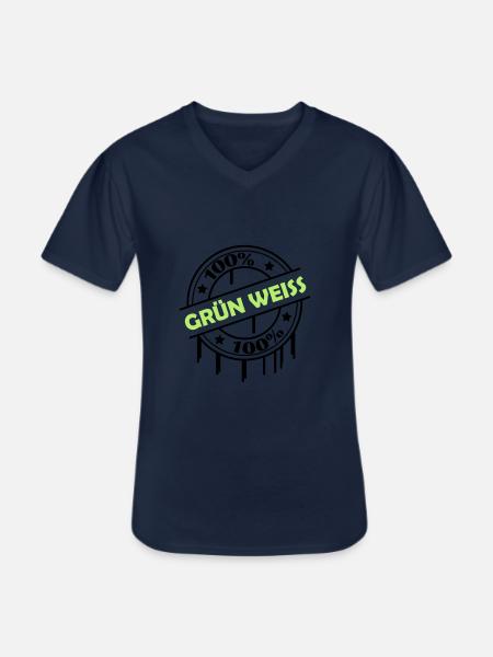 100_gruen_weiss - Männer-T-Shirt mit V-Ausschnitt - Navy