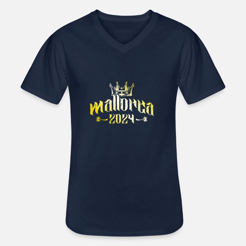 Mallorca 2024 Gold - Männer-T-Shirt mit V-Ausschnitt - Navy