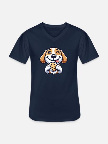 Beagle Dog Dessert Cookie Candy - Men's V-Neck T-Shirt - navy