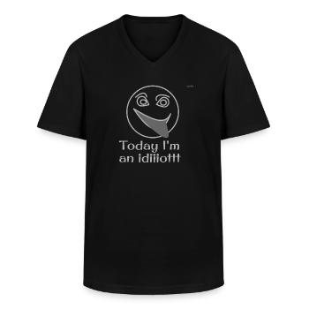 Idiotic emoticon - Men's V-Neck T-Shirt - black - Front - AI Model Male 178 dark (178cm)