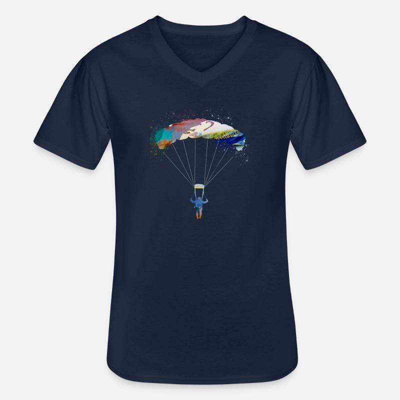 fallschirm,fallschirmfliegen,graffiti,gleitschirm - Männer-T-Shirt mit V-Ausschnitt - Navy