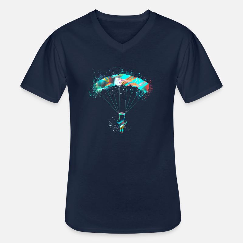 fallschirm,fallschirmfliegen,graffiti,gleitschirm - Männer-T-Shirt mit V-Ausschnitt - Navy