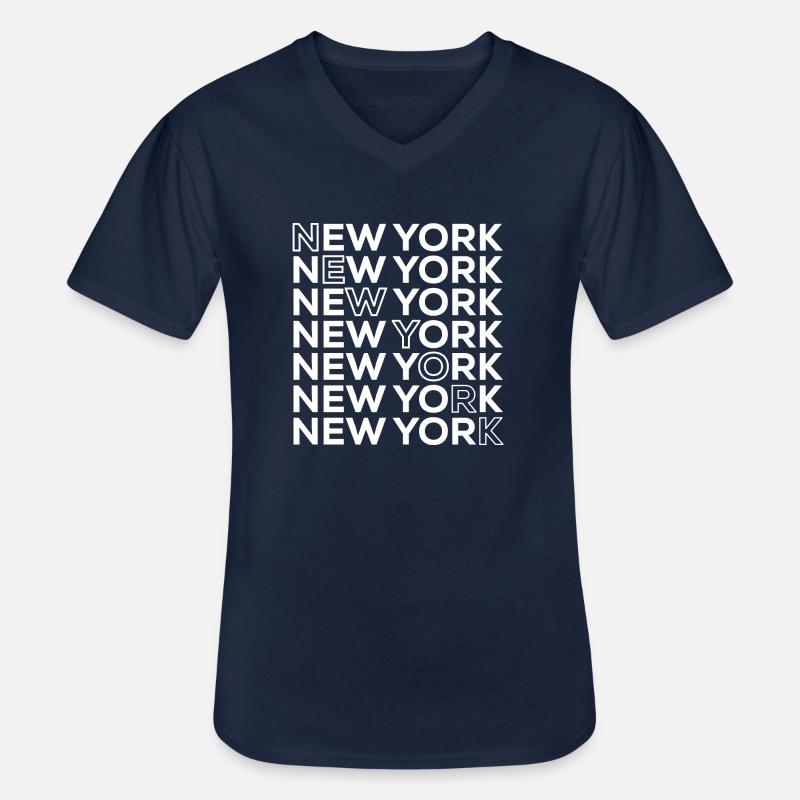 New York - Männer-T-Shirt mit V-Ausschnitt - Navy