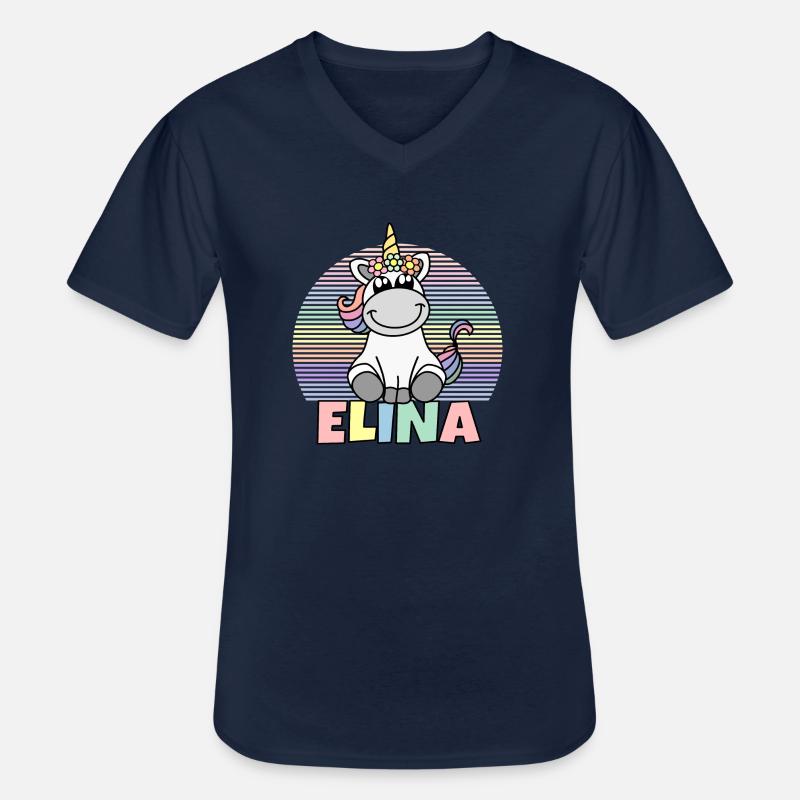 Elina Einhorn Name - Männer-T-Shirt mit V-Ausschnitt - Navy