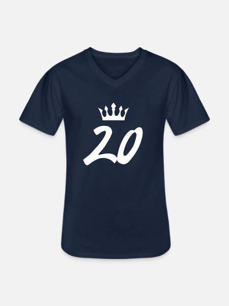 20 number crown - Men's V-Neck T-Shirt - navy