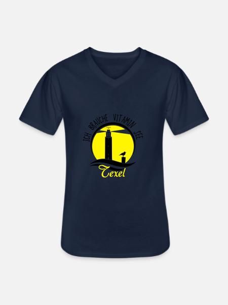 Vitamin See Texel_Leuchtt - Männer-T-Shirt mit V-Ausschnitt - Navy