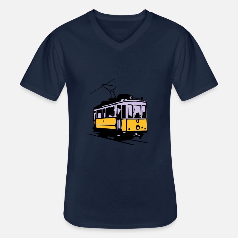 Strassenbahn / Tram - Männer-T-Shirt mit V-Ausschnitt - Navy
