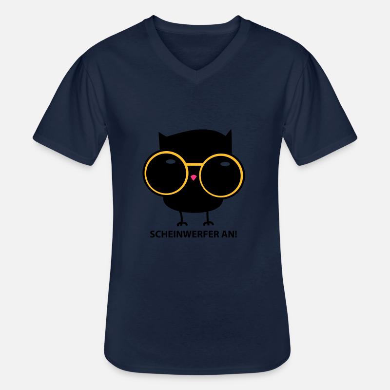Eule mit Brille (b) - Männer-T-Shirt mit V-Ausschnitt - Navy
