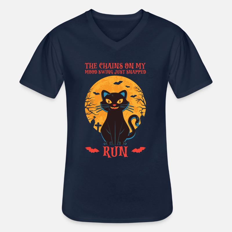 Halloween Katze Hexe - Männer-T-Shirt mit V-Ausschnitt - Navy