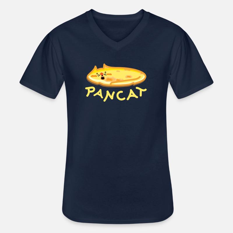 Pancake Katze - Männer-T-Shirt mit V-Ausschnitt - Navy
