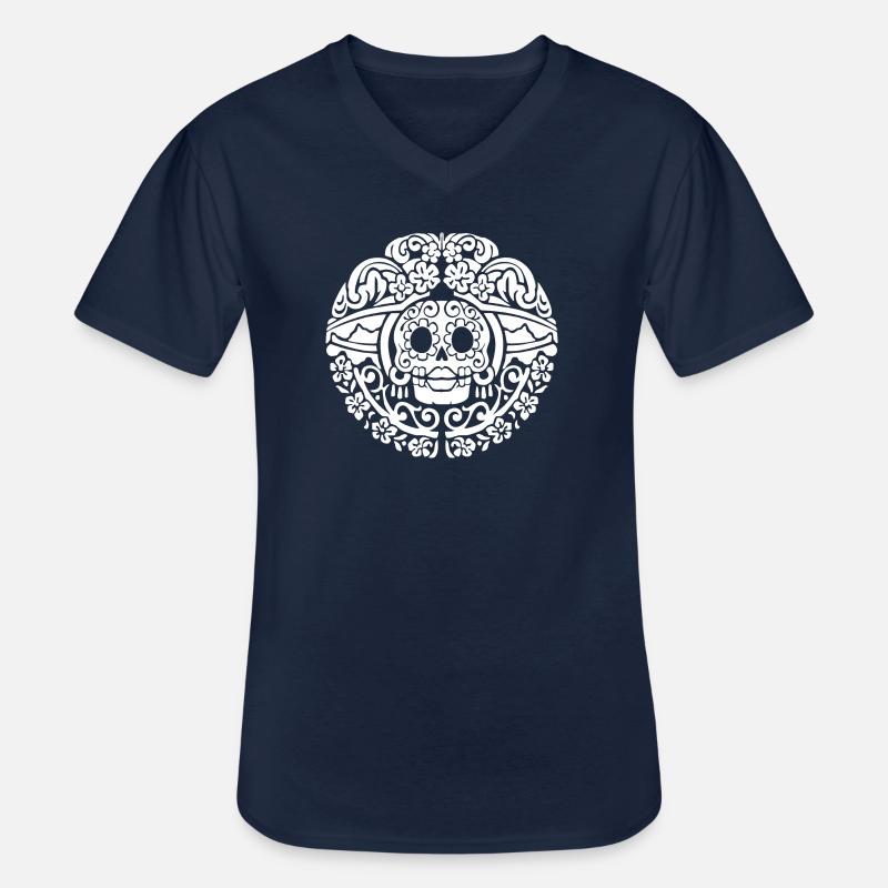 Catrinas Schädel - Männer-T-Shirt mit V-Ausschnitt - Navy