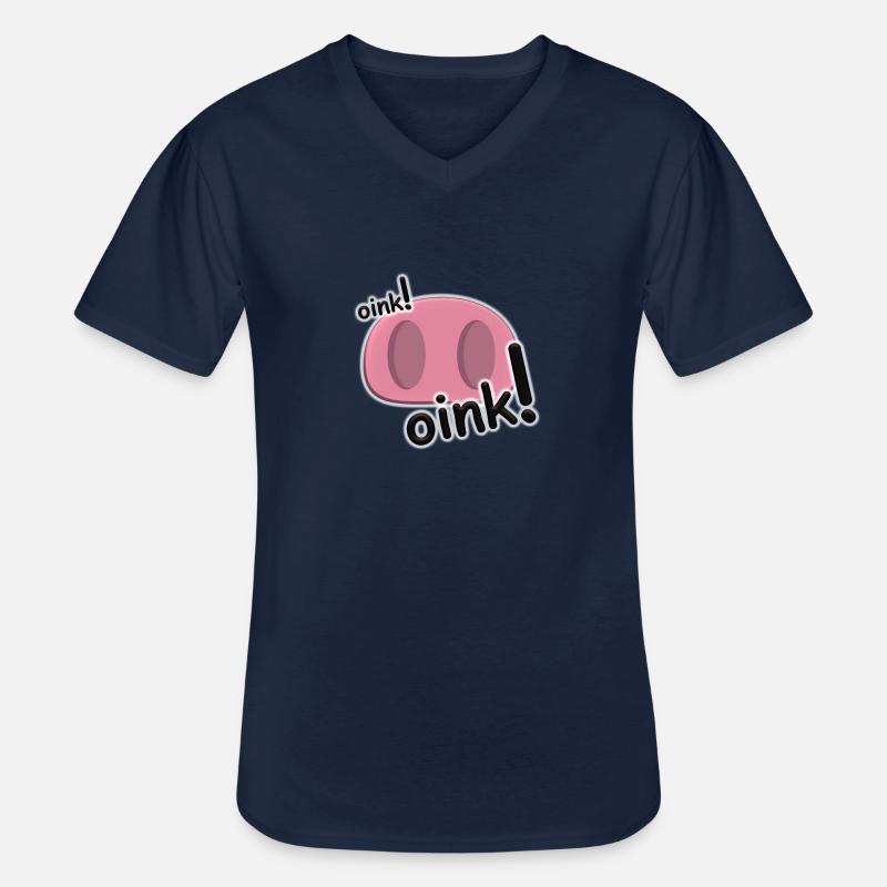 Oink Pink Schweine-Nasendesign - Männer-T-Shirt mit V-Ausschnitt - Navy