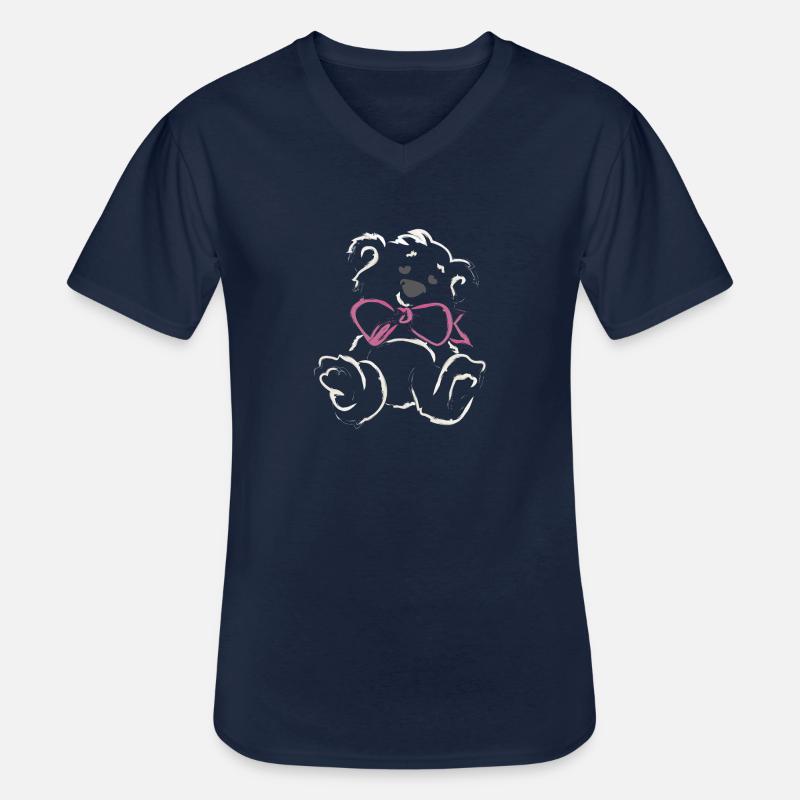 Teddybär Mädchen mit Schleife - Männer-T-Shirt mit V-Ausschnitt - Navy