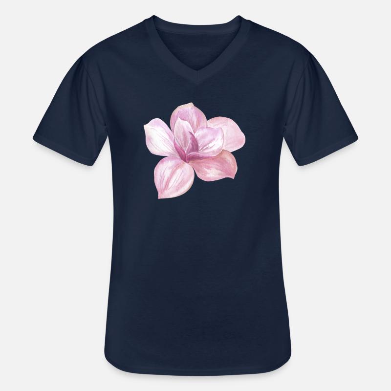 Blume - Männer-T-Shirt mit V-Ausschnitt - Navy