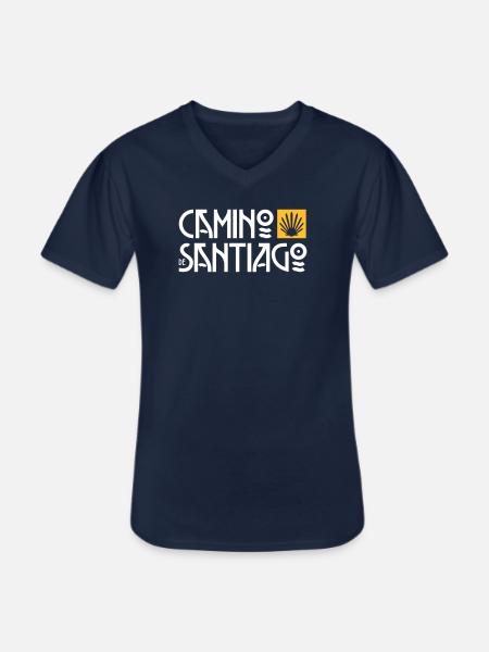 Camino de Santiago | Cammino di Santiago | Refuso Art Deco - Maglietta da uomo classica con scollo a V - navy