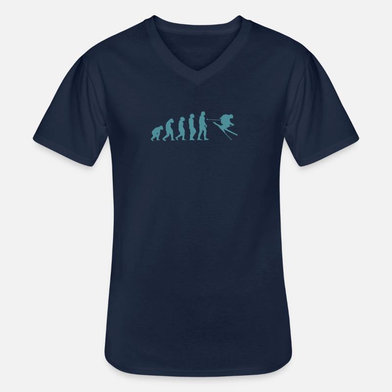 Ski Evolution Tshirt - Männer-T-Shirt mit V-Ausschnitt - Navy