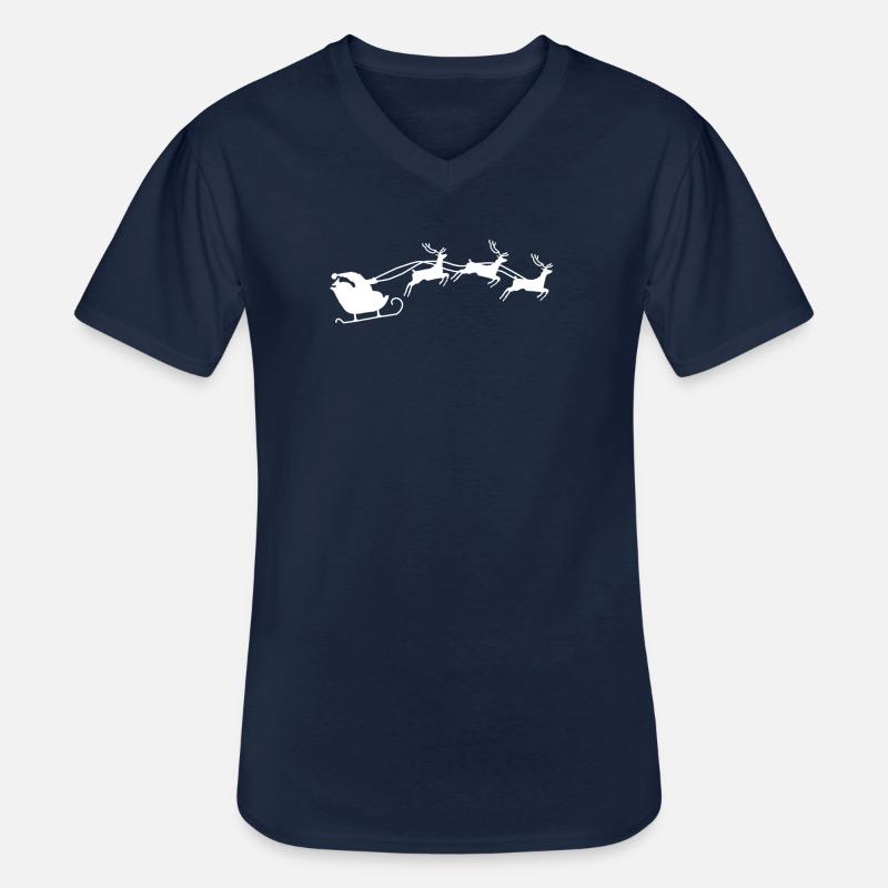 Weihnachtsmann mit Schlitten - Männer-T-Shirt mit V-Ausschnitt - Navy