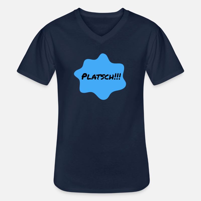 Platsch Blau Farbklecks - Männer-T-Shirt mit V-Ausschnitt - Navy