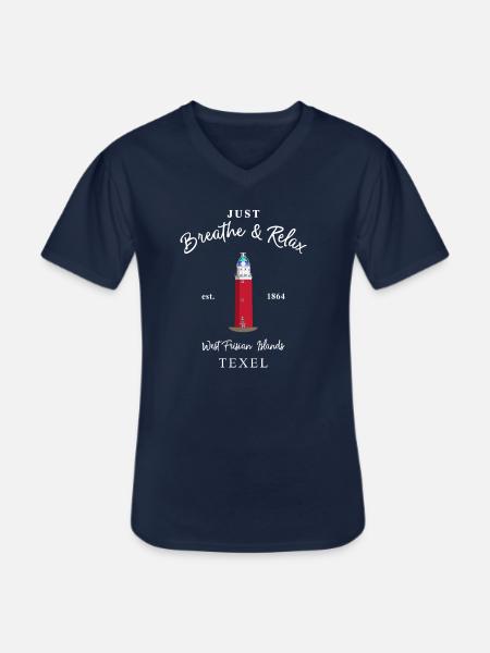 Texel, Relax Lighthouse Eierland, Netherlands - Men's V-Neck T-Shirt - navy