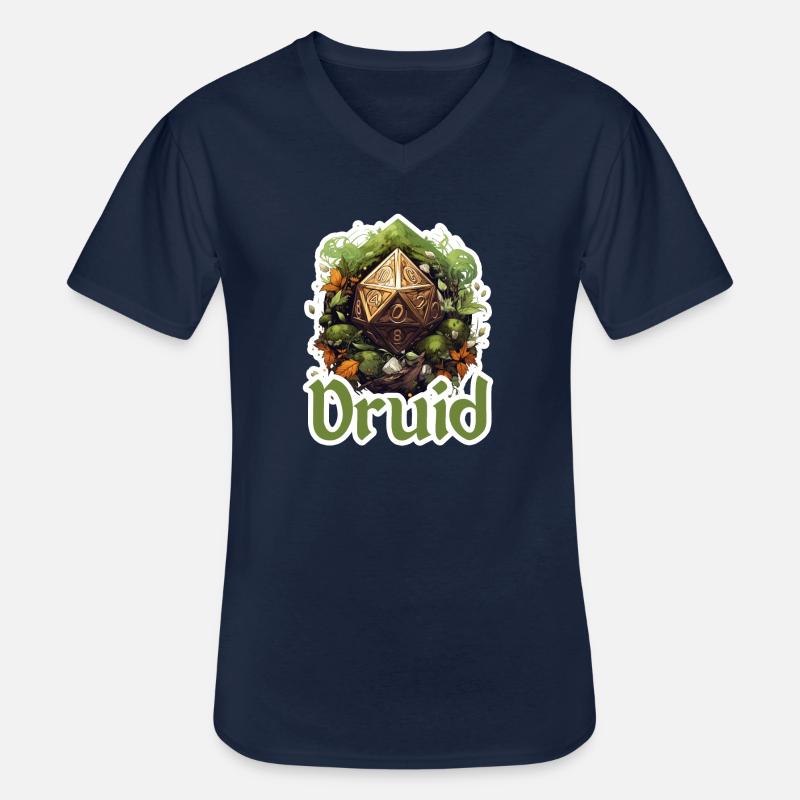 Druide mit W20 – Fantasy RPG Design - Männer-T-Shirt mit V-Ausschnitt - Navy