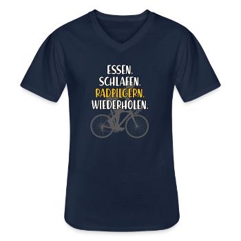 Radpilgern Fahrrad Wandern Pilgern Rad Pilger - Männer-T-Shirt mit V-Ausschnitt - Navy - Vorne - AI Model Male 178 dark (178cm)