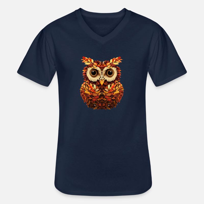 Eule aus Herbstblättern - Männer-T-Shirt mit V-Ausschnitt - Navy