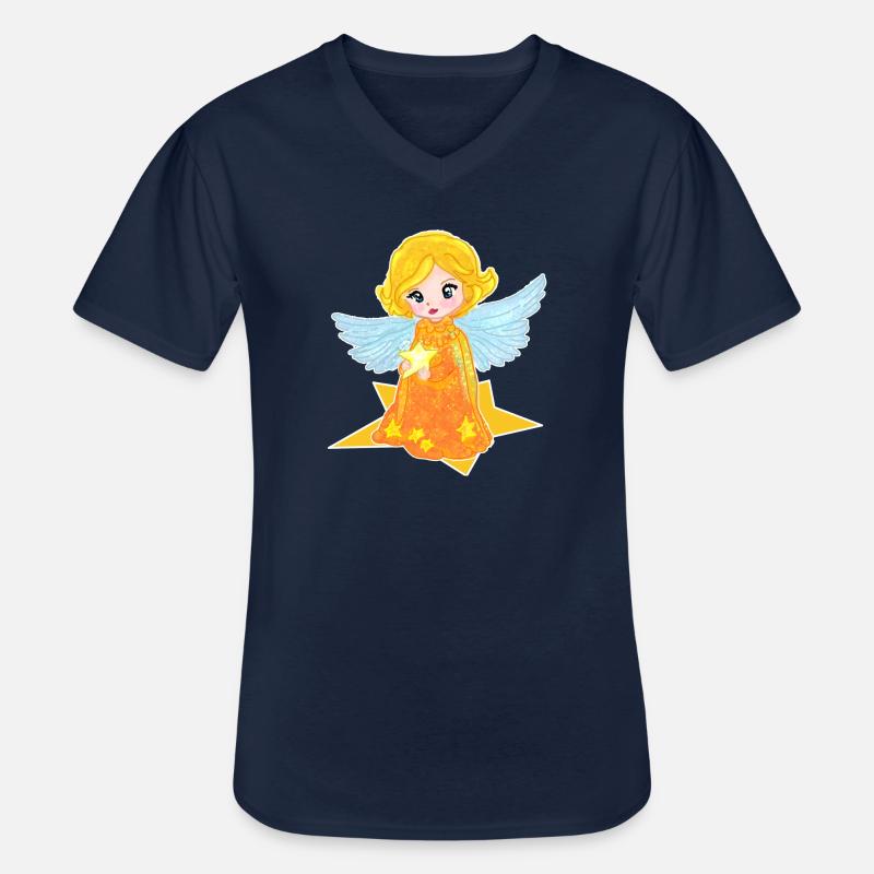 Kawaii Engelchen mit Stern - Männer-T-Shirt mit V-Ausschnitt - Navy