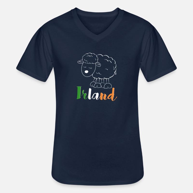 Irland Schaf (bunte Version) - Männer-T-Shirt mit V-Ausschnitt - Navy
