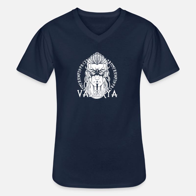 Valchiria - Maglietta da uomo classica con scollo a V - navy