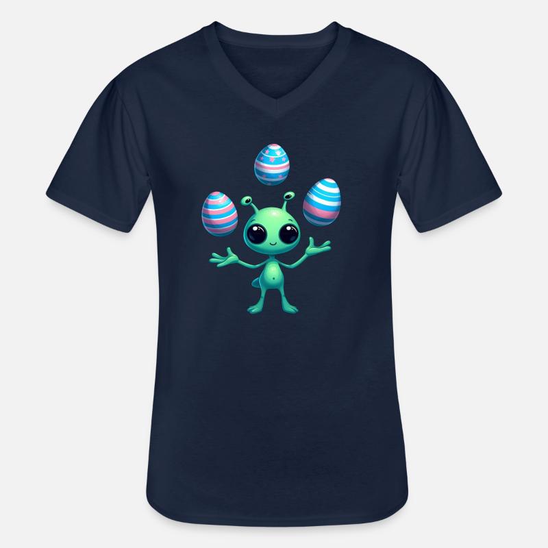Ostern mit Alien: Eier-Jonglage - Männer-T-Shirt mit V-Ausschnitt - Navy