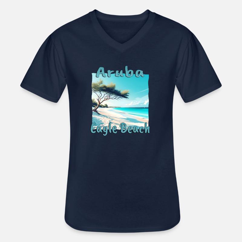 Aruba Urlaub Eagle Beach Design - Männer-T-Shirt mit V-Ausschnitt - Navy