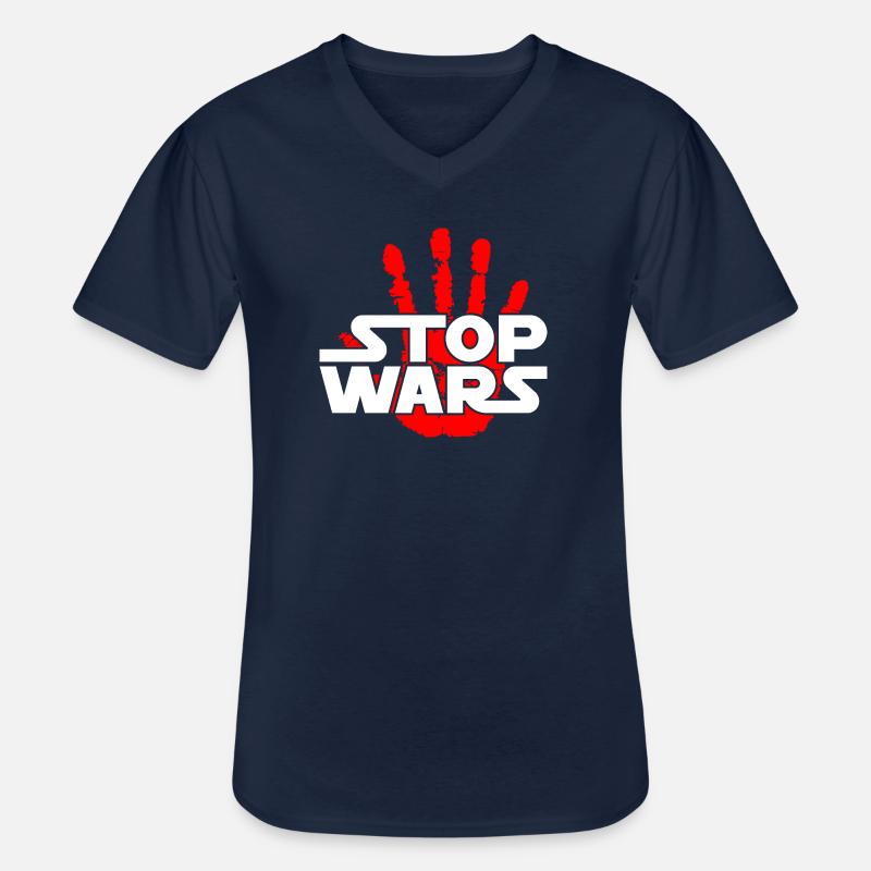 Stoppt Kriege - Männer-T-Shirt mit V-Ausschnitt - Navy