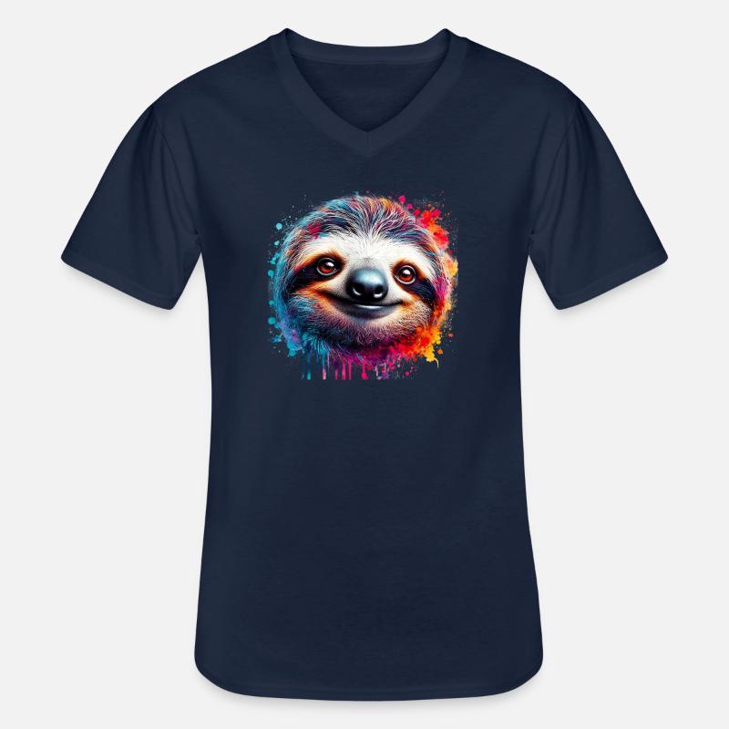 Faultier - Männer-T-Shirt mit V-Ausschnitt - Navy
