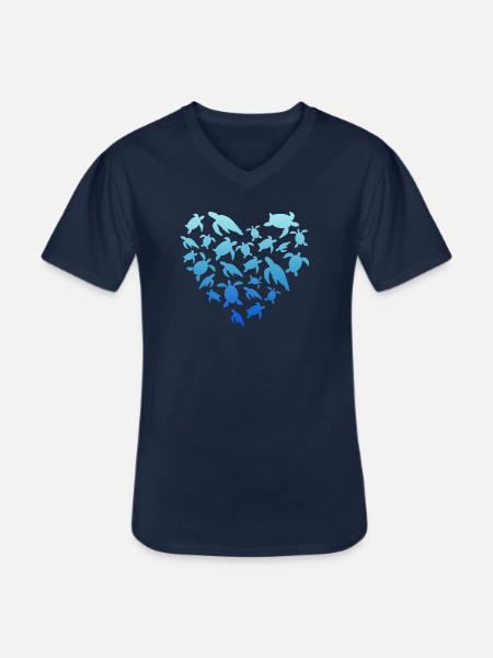 Turtle Love - Männer-T-Shirt mit V-Ausschnitt - Navy