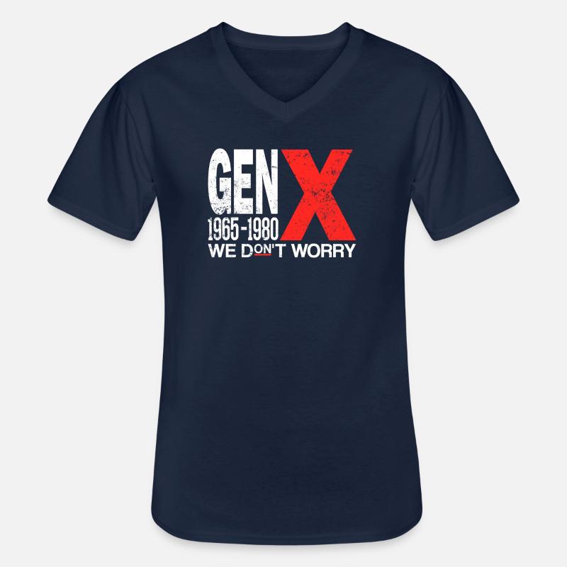 Generation X – Old School & Proud - Männer-T-Shirt mit V-Ausschnitt - Navy