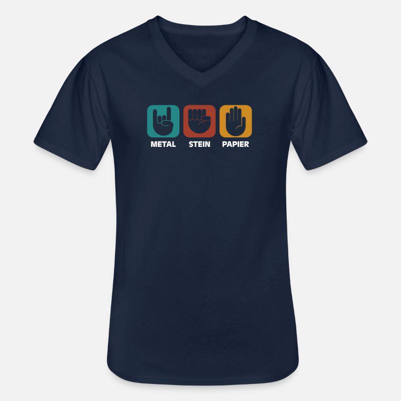 Metal Stein Papier - Männer-T-Shirt mit V-Ausschnitt - Navy