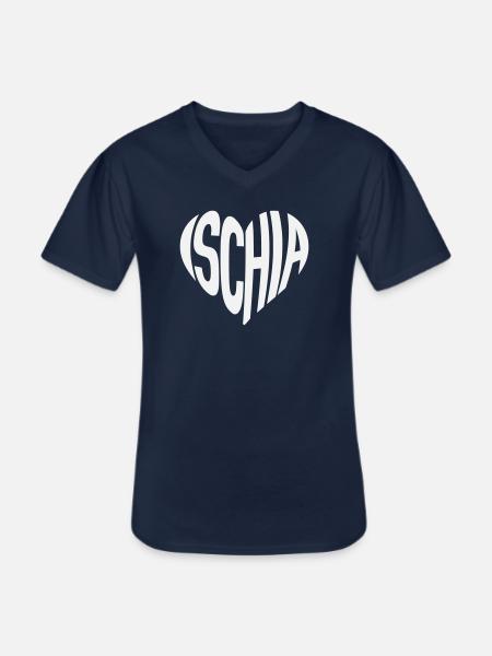 Ischia Heart Shape Typo - Men's V-Neck T-Shirt - navy