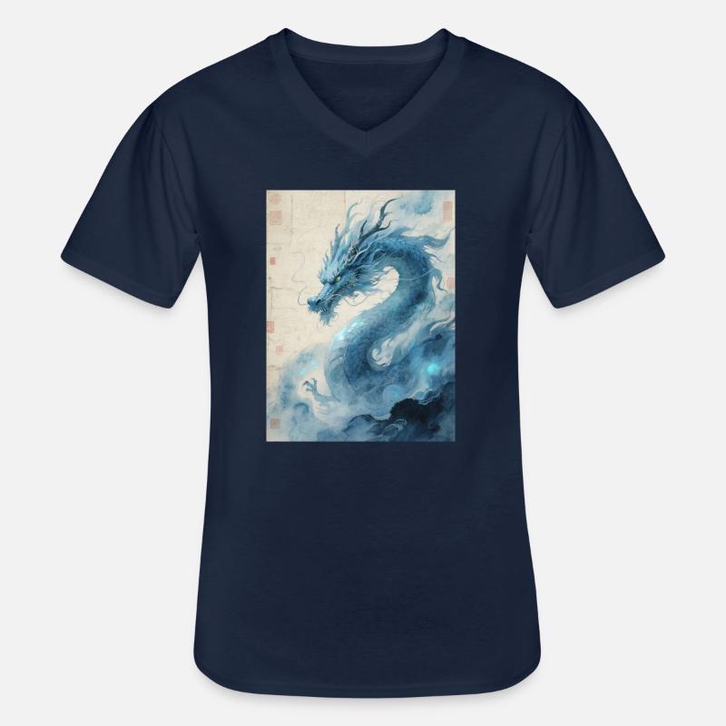 Der Erste Wind: Blauer Drache – Wiederbelebung - Männer-T-Shirt mit V-Ausschnitt - Navy