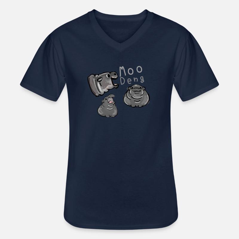 Moo Deng, Nilpferd, illustration, hippo - Männer-T-Shirt mit V-Ausschnitt - Navy