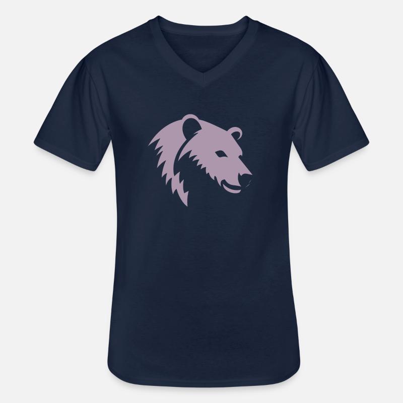 Bär Silhouette eines Eisbärkopfes - Männer-T-Shirt mit V-Ausschnitt - Navy
