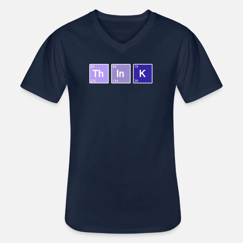 Think (blau) - Männer-T-Shirt mit V-Ausschnitt - Navy