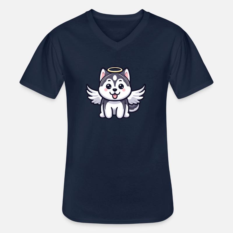 Dobermann Engel Welpe Design - Männer-T-Shirt mit V-Ausschnitt - Navy