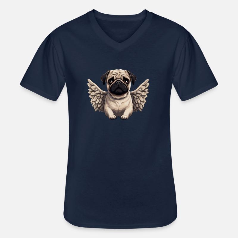 Süßer Mops-Engel im Comic-Stil - Männer-T-Shirt mit V-Ausschnitt - Navy